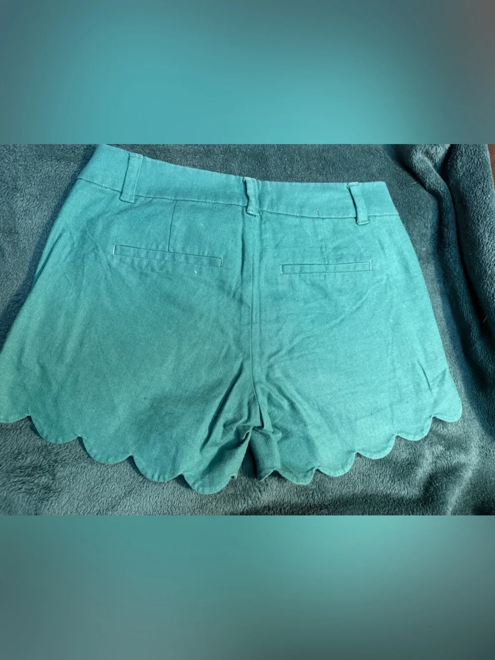 J. Crew Seafoam Green Scalloped-Hem Women's Shorts